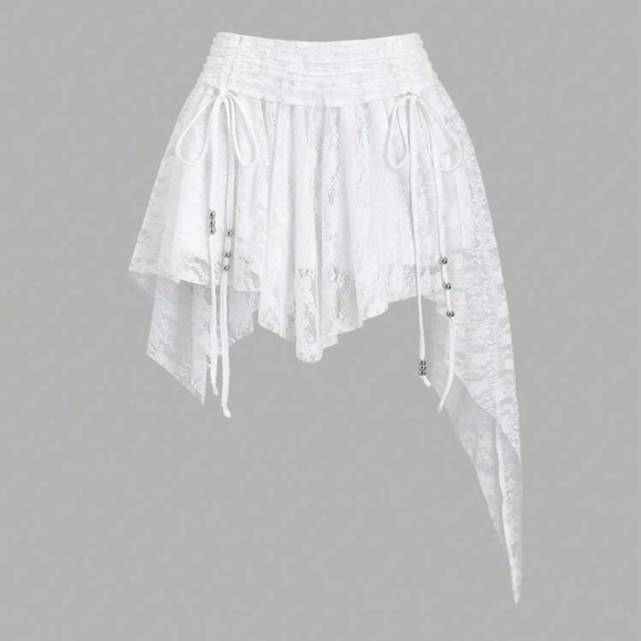 Dresses & Skirts - White Asymmetrical Mini Skirt with Tie Front Various Sizes